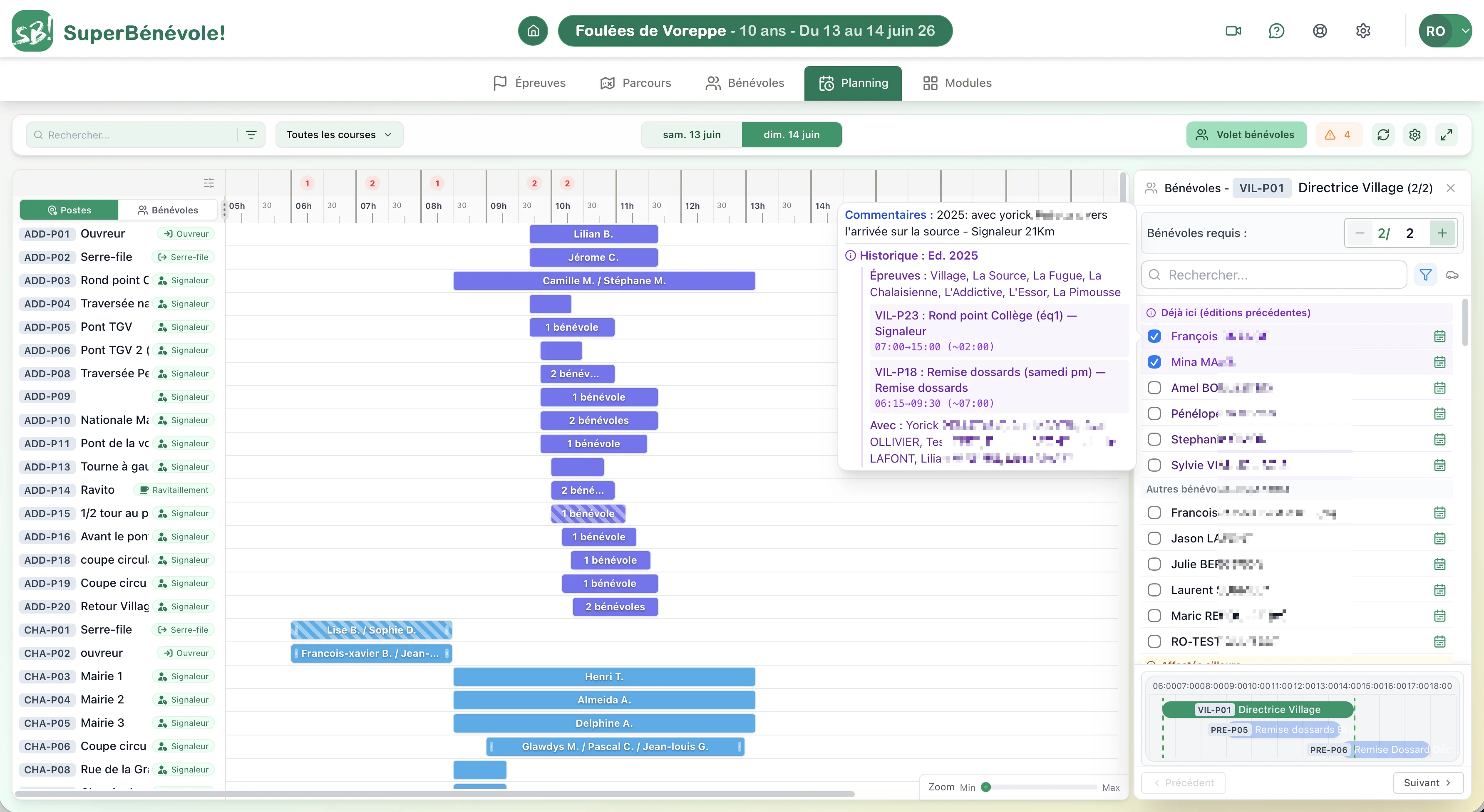 Mockup de Planning bénévoles automatisé